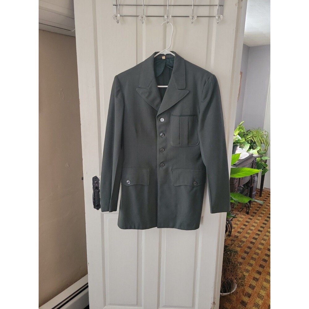 VTG Barrister Co Military Men's Army Green Coat Jacket Wool Serge Size 38L 1955